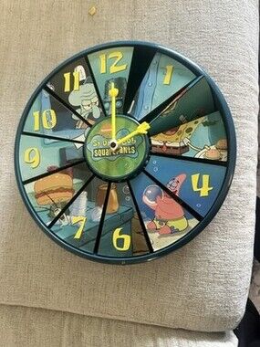This is a vintage Nickelodeon SpongeBob SquarePants Spin-O-Clock wall clock 2002